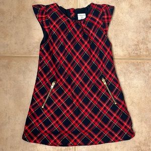 Girl’s Polarn O. Pyret Navy and Red Plaid Dress with Lining